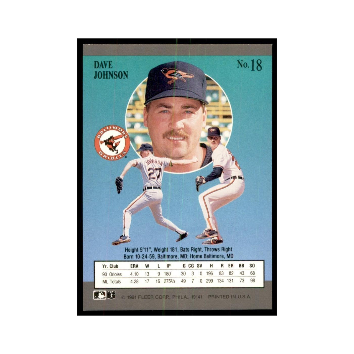 Dave Johnson 1991 Fleer Ultra #18 Baseball Cards Baseball Card NM