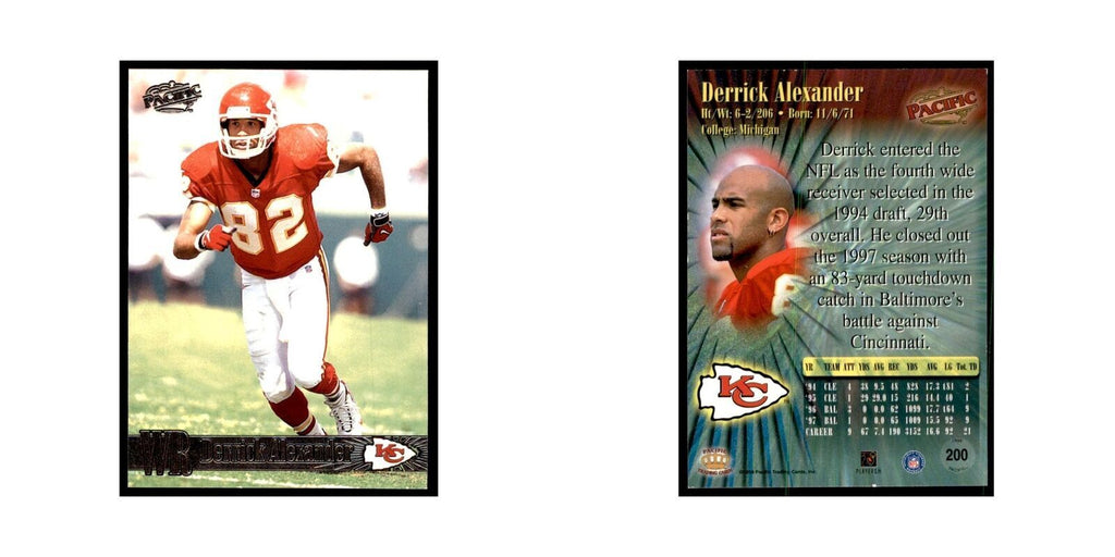 Derrick Alexander 1998 Pacific #200 Football Cards Football Card NM