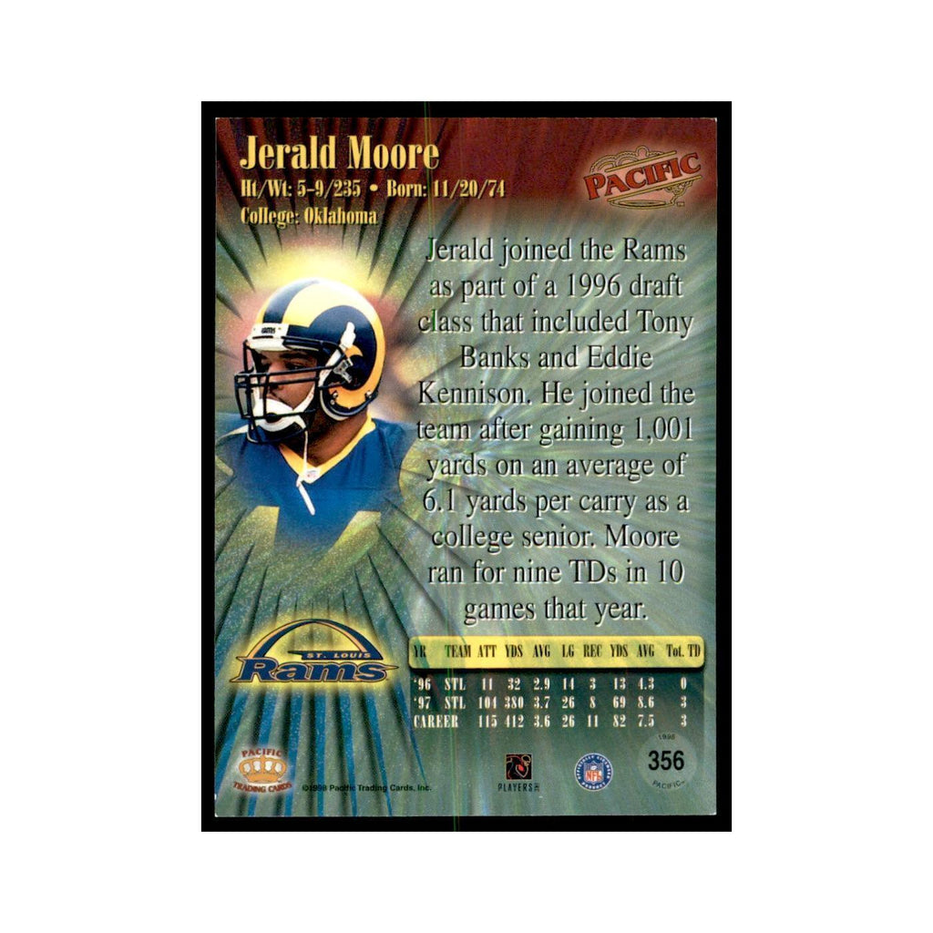 Jerald Moore 1998 Pacific #356 Football Cards Football Card NM