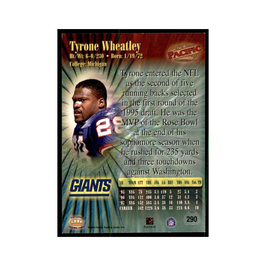 Tyrone Wheatley 1998 Pacific #290 Football Cards Football Card NM