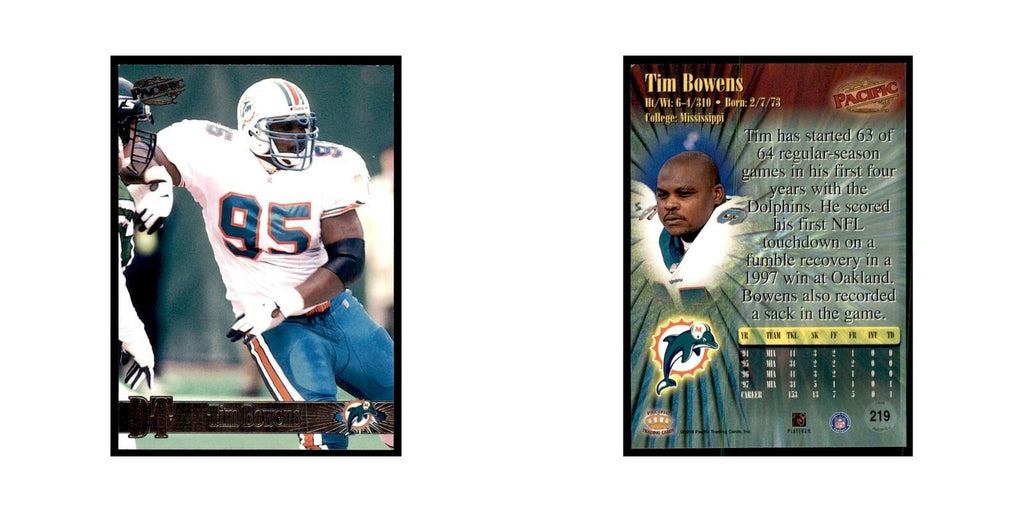 Tim Bowens 1998 Pacific #219 Football Cards Football Card NM