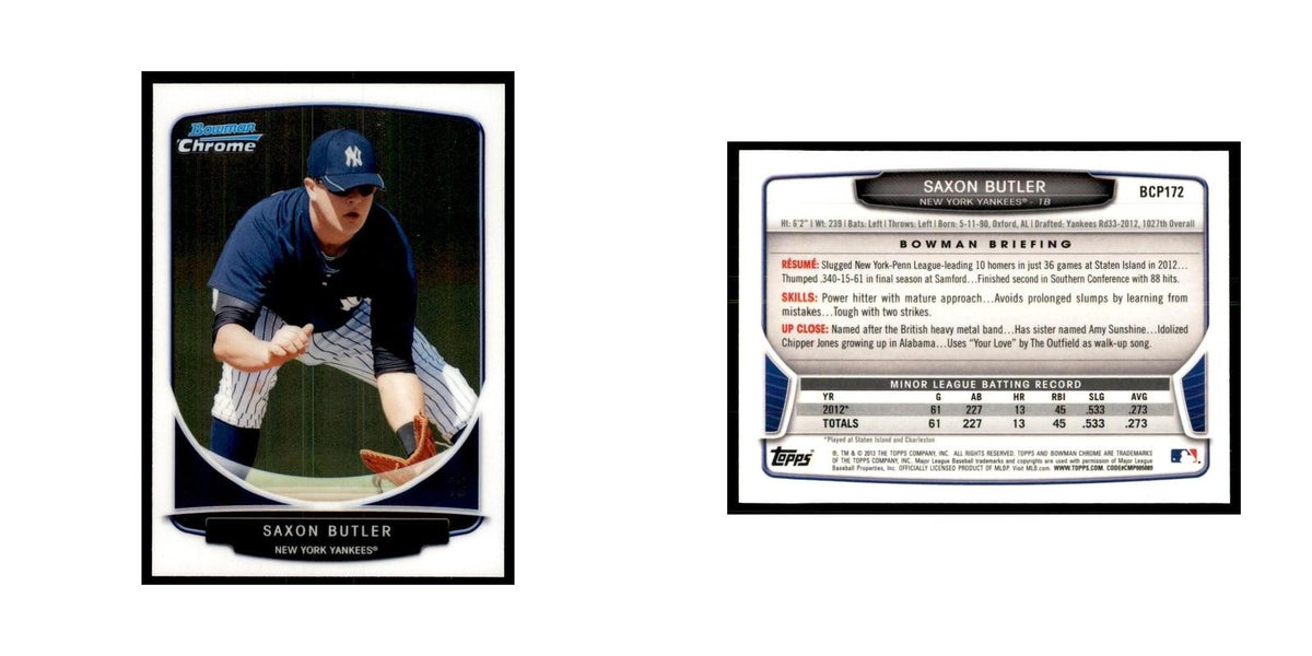 Saxon Butler 2013 Bowman Chrome #BCP172 Baseball Cards Baseball Card NM