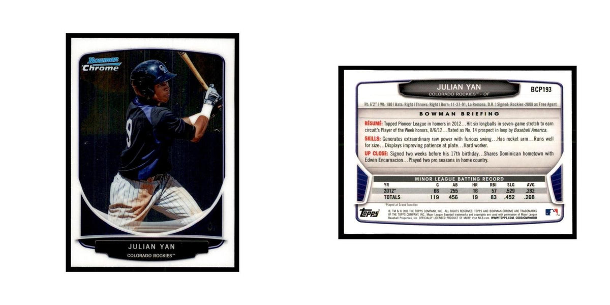 Julian Yan 2013 Bowman Chrome #BCP193 Baseball Cards Baseball Card NM