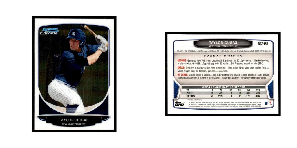 Taylor Dugas 2013 Bowman Chrome #BCP155 Baseball Cards Baseball Card NM