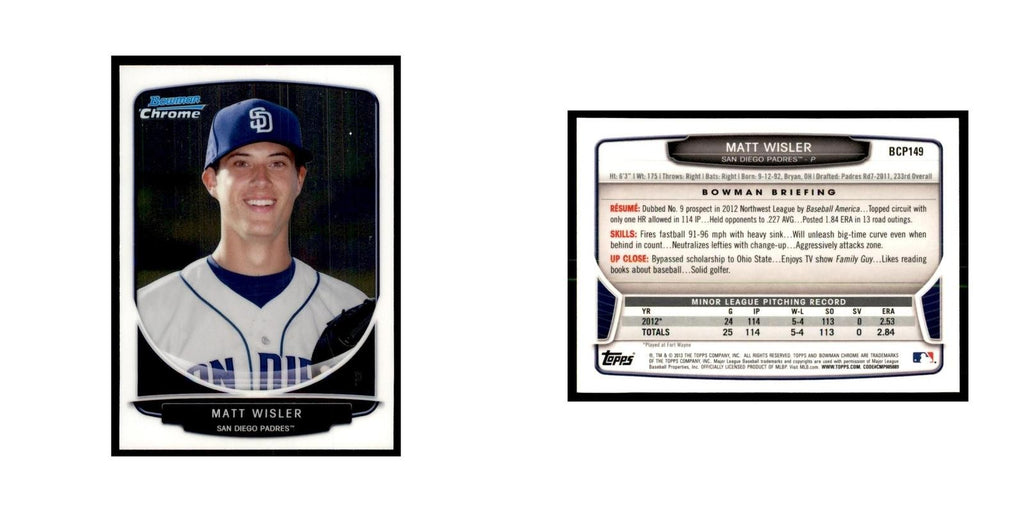 Matt Wisler 2013 Bowman Chrome #BCP149 Baseball Cards Baseball Card NM