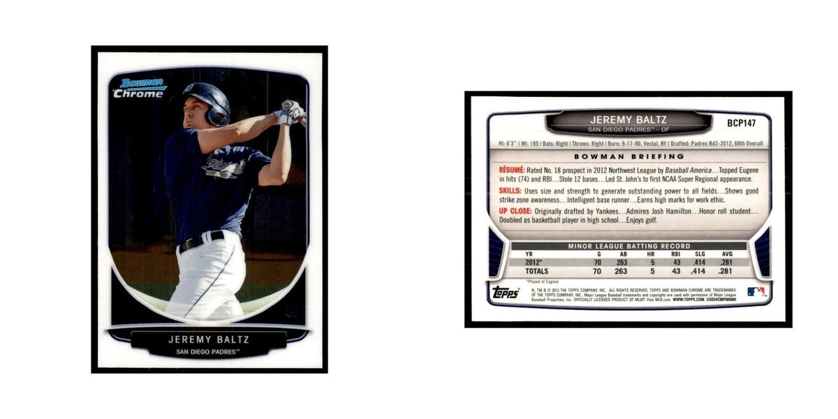 Jeremy Baltz 2013 Bowman Chrome #BCP147 Baseball Cards Baseball Card NM