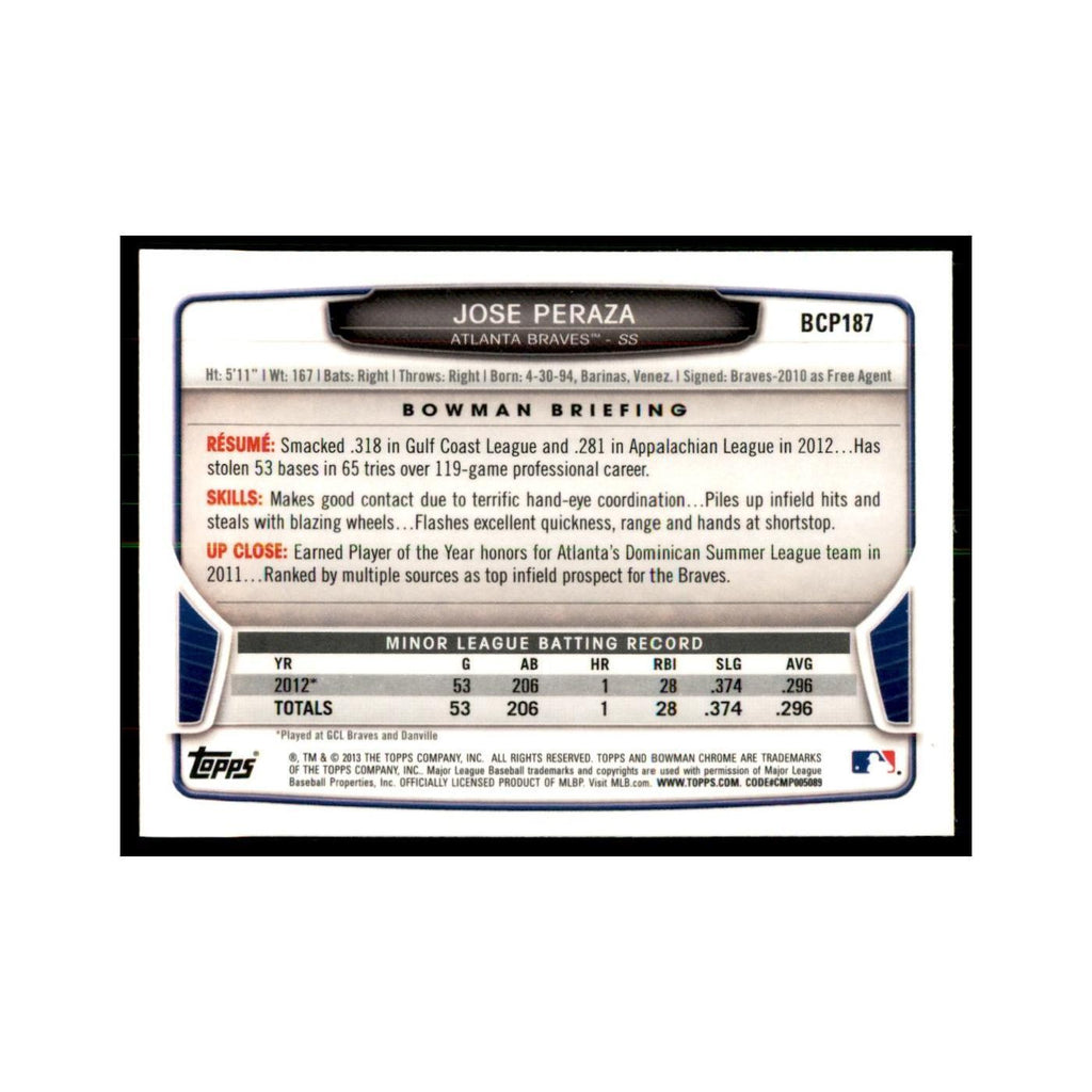 Jose Peraza 2013 Bowman Chrome #BCP187 Baseball Cards Baseball Card NM