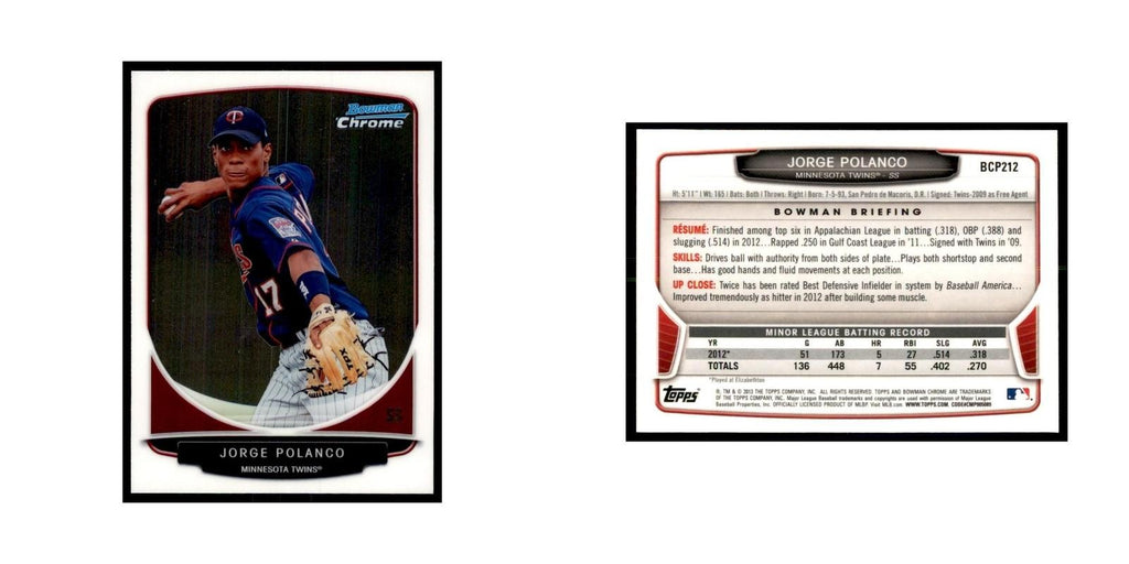 Jorge Polanco 2013 Bowman Chrome #BCP212 Baseball Cards Baseball Card NM