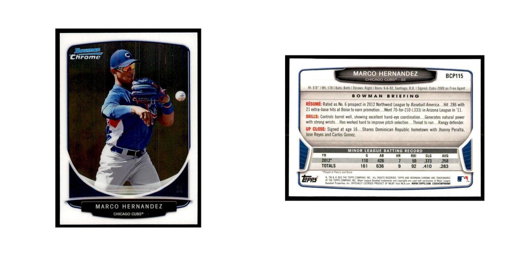 Marco Hernandez 2013 Bowman Chrome #109 Baseball Cards Baseball Card NM