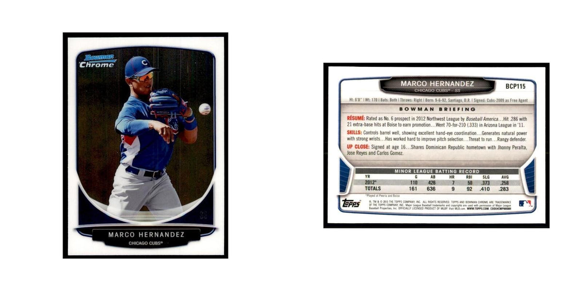 Marco Hernandez 2013 Bowman Chrome #109 Baseball Cards Baseball Card NM