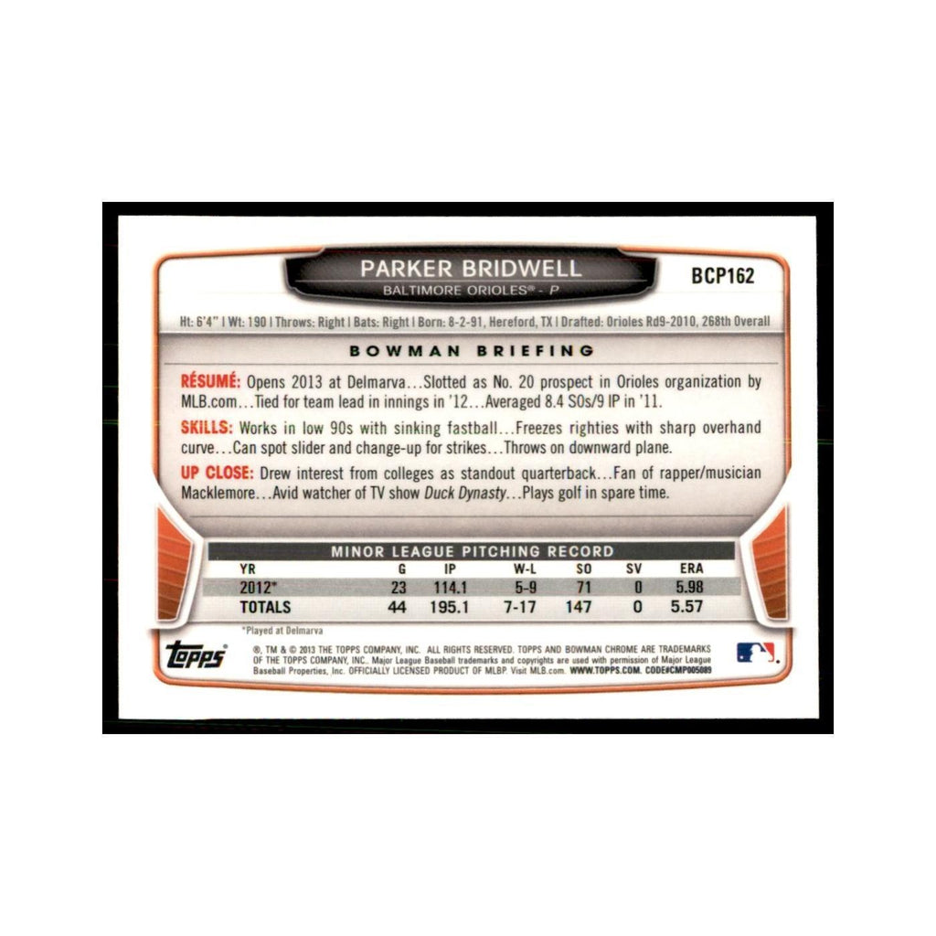 Parker Bridwell 2013 Bowman Chrome #BCP162 Baseball Cards Baseball Card NM