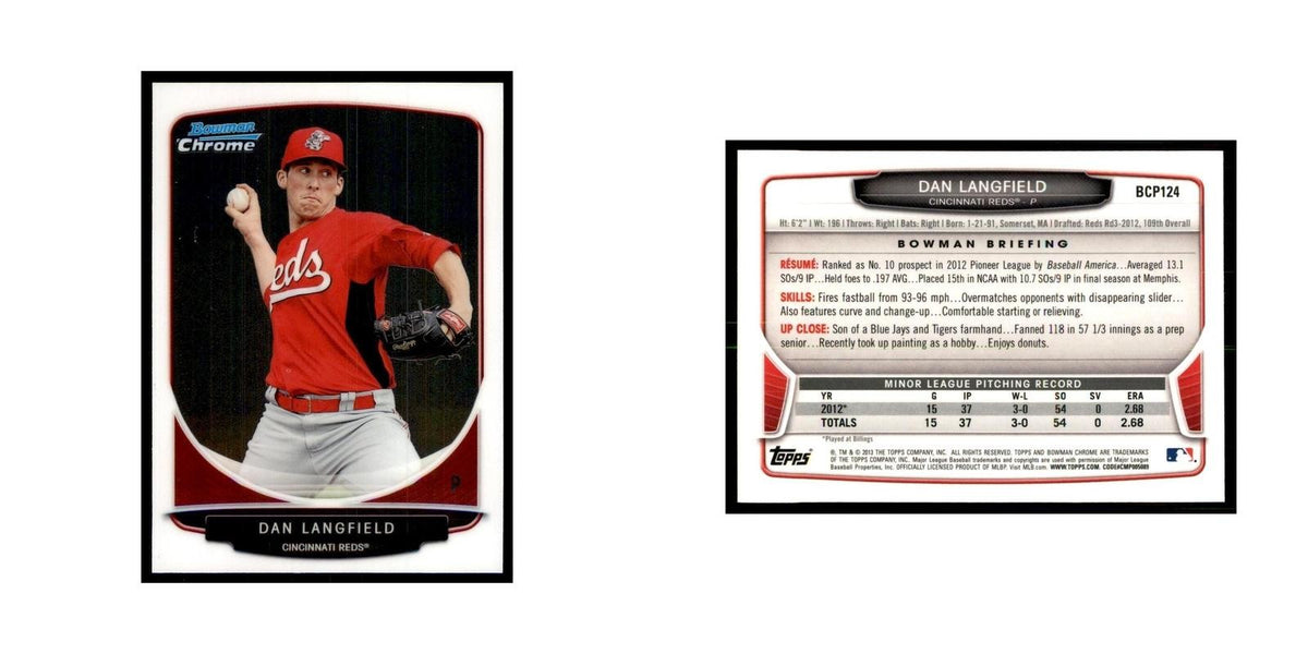 Dan Langfield 2013 Bowman Chrome #129 Baseball Cards Baseball Card NM