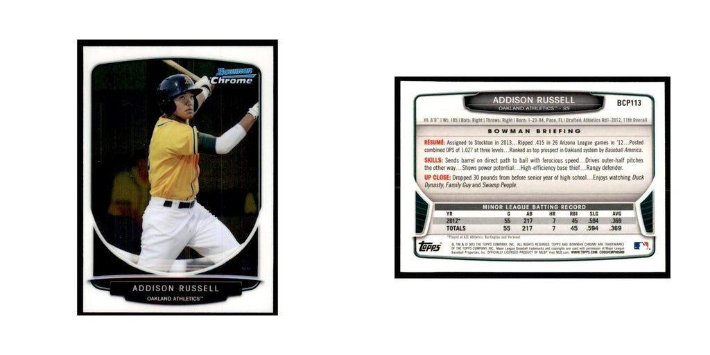 Addison Russell 2013 Bowman Chrome #BCP113 Baseball Cards Baseball Card NM