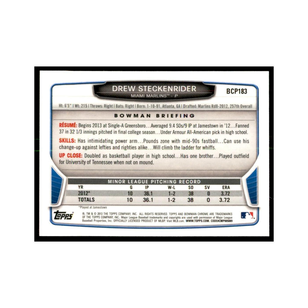 Drew Steckenrider 2013 Bowman Chrome #BCP183 Baseball Cards Baseball Card NM