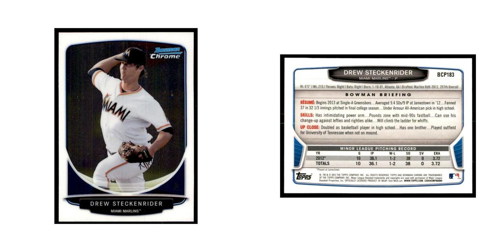 Drew Steckenrider 2013 Bowman Chrome #BCP183 Baseball Cards Baseball Card NM