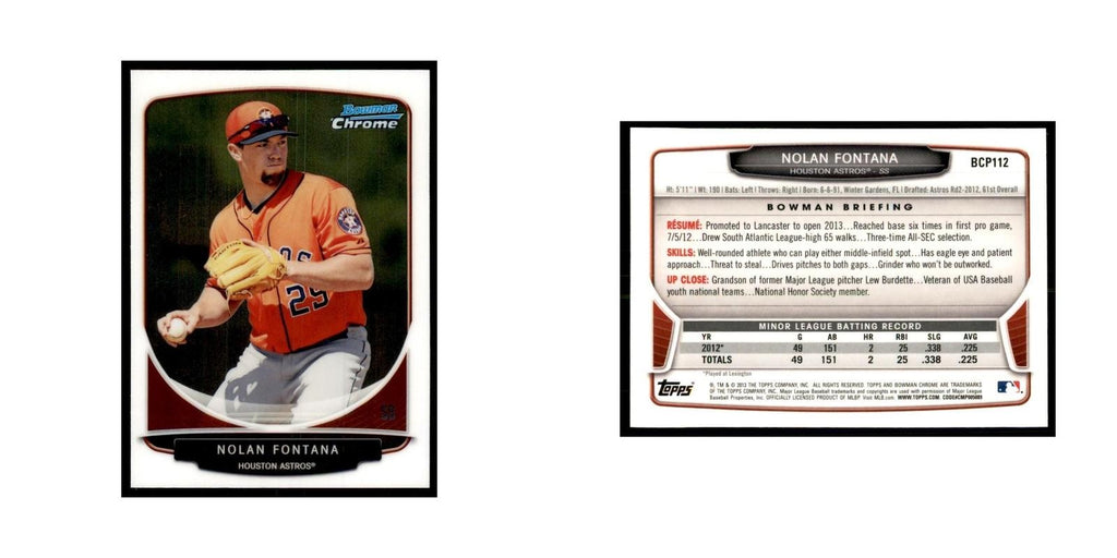 Nolan Fontana 2013 Bowman Chrome #BCP112 Baseball Cards Baseball Card NM