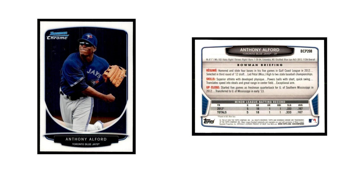 Anthony Alford 2013 Bowman Chrome #BCP208 Baseball Cards Baseball Card NM