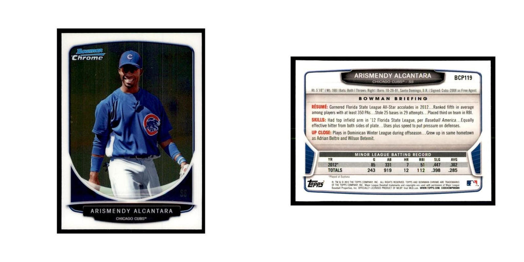 Arismendy Alcantara 2013 Bowman Chrome #BCP119 Baseball Cards Baseball Card NM