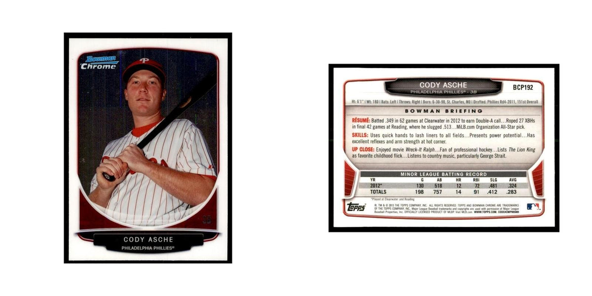Cody Asche 2013 Bowman Chrome #BCP192 Baseball Cards Baseball Card NM