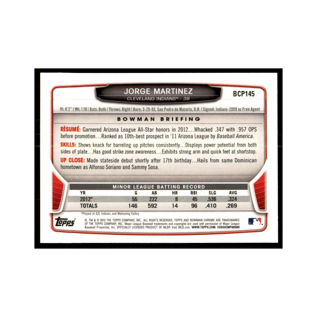 Jorge Martinez 2013 Bowman Chrome #BCP145 Baseball Cards Baseball Card NM