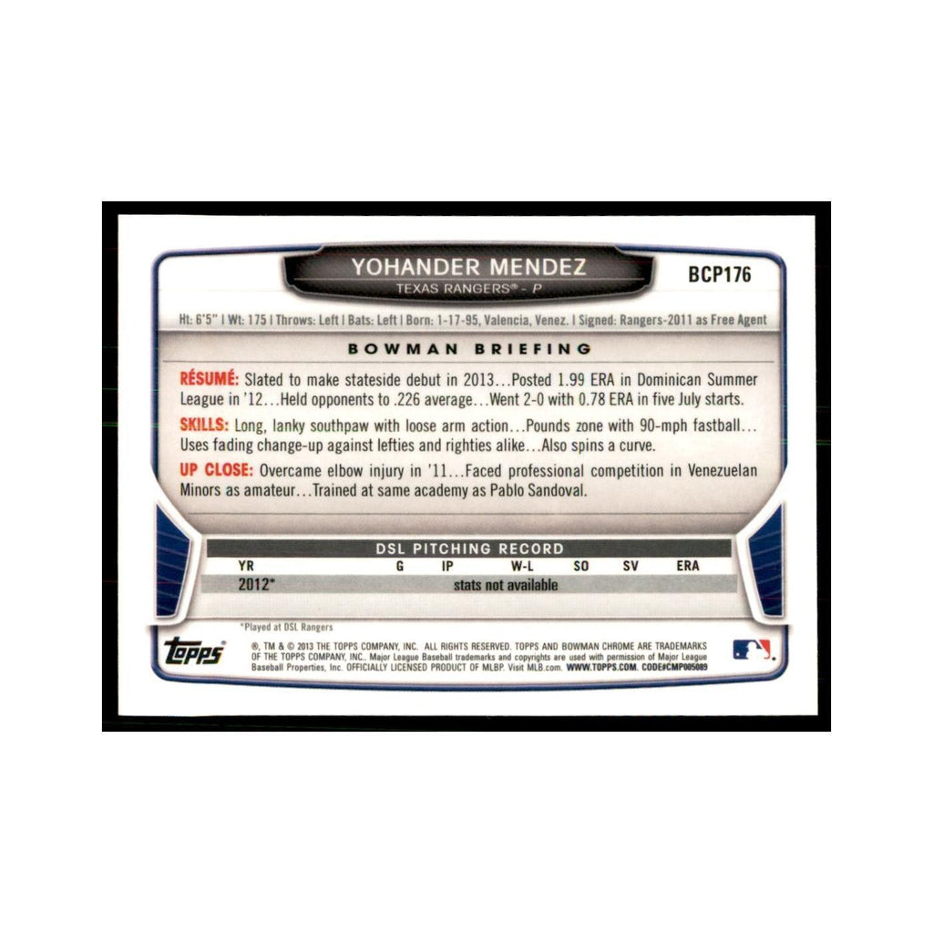 Yohander Mendez 2013 Bowman Chrome #BCP176 Baseball Cards Baseball Card NM
