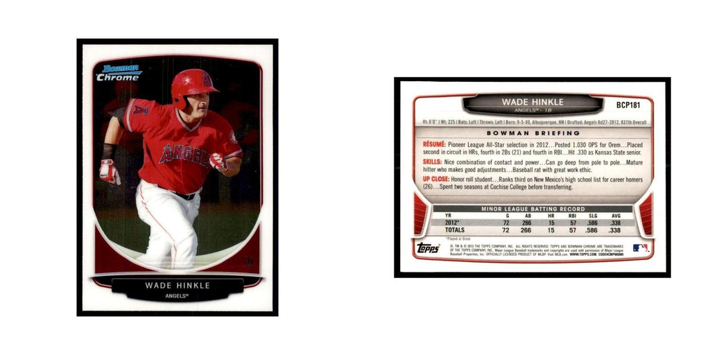 Wade Hinkle 2013 Bowman Chrome #BCP181 Baseball Cards Baseball Card NM