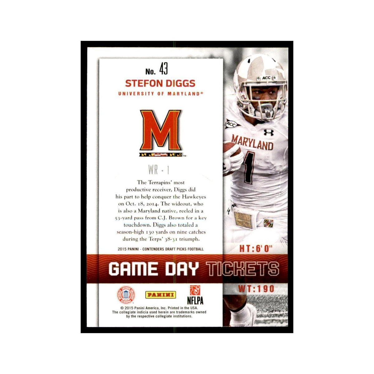 Stefon Diggs 2015 Panini Contenders Draft Picks #43 Football Cards NM