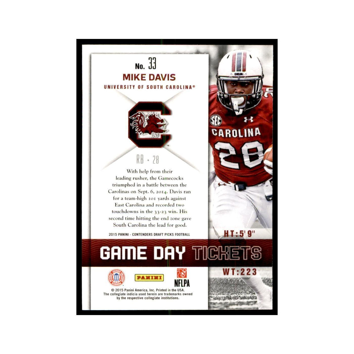 Mike Davis 2015 Panini Contenders Draft Picks #33 Football Cards NM