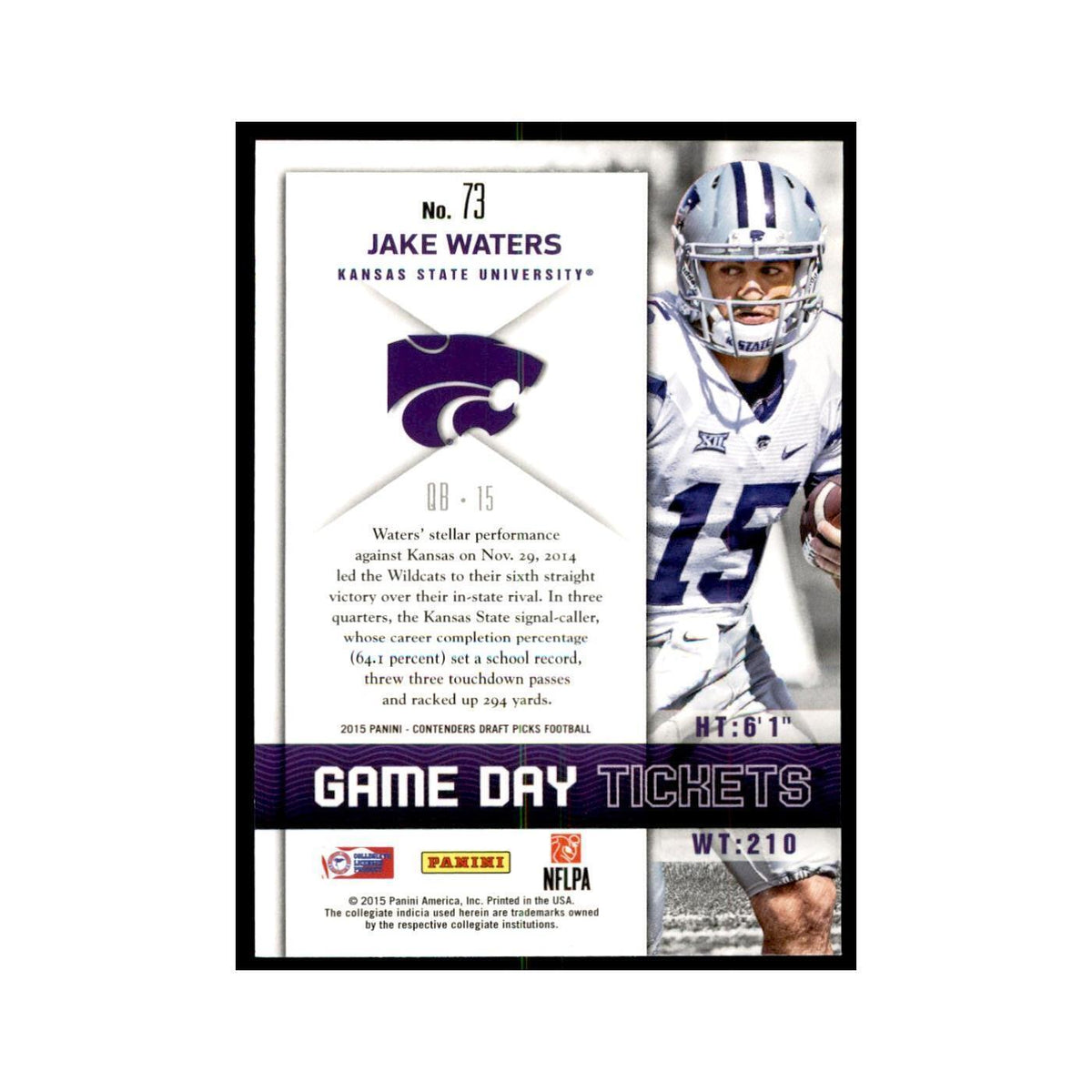 Jake Waters 2015 Panini Contenders Draft Picks #73 Cards NM