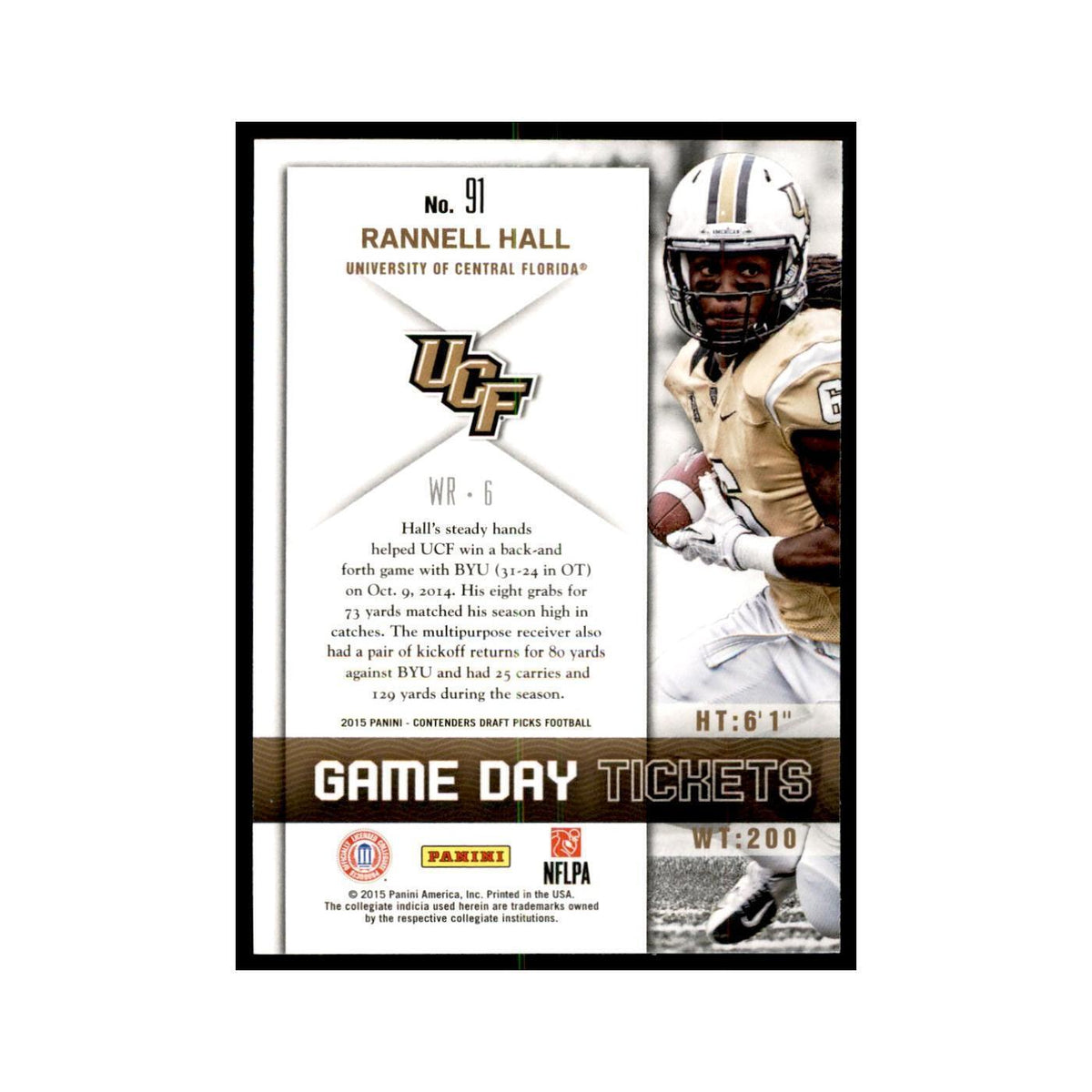 Rannell Hall 2015 Panini Contenders Draft Picks #91 Football Cards NM