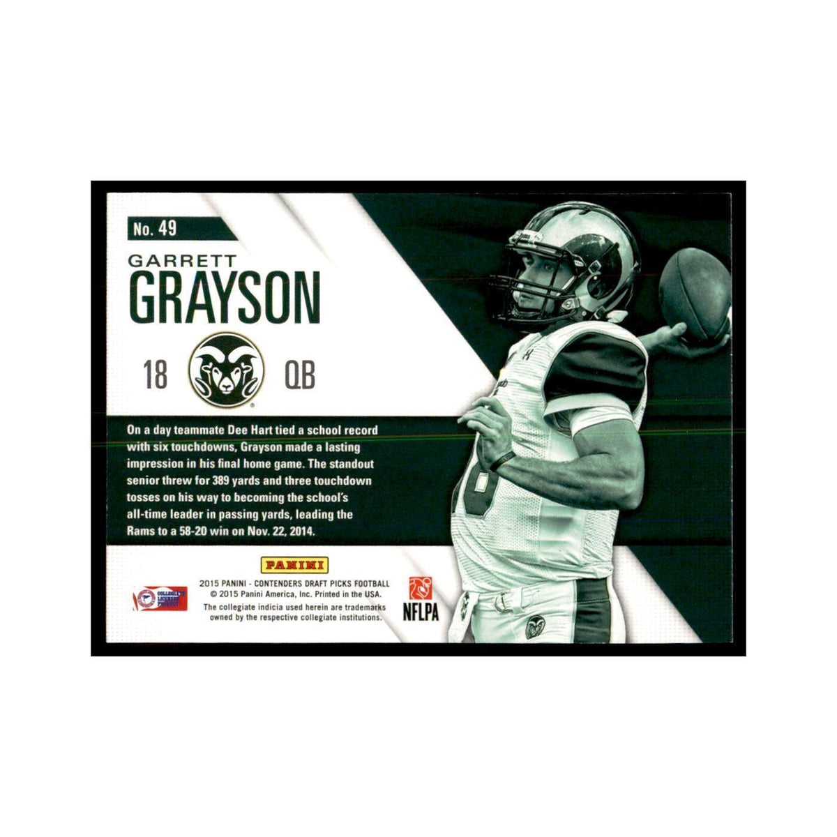 Garrett Grayson 2015 Panini Contenders Draft Picks #49 Football Cards NM