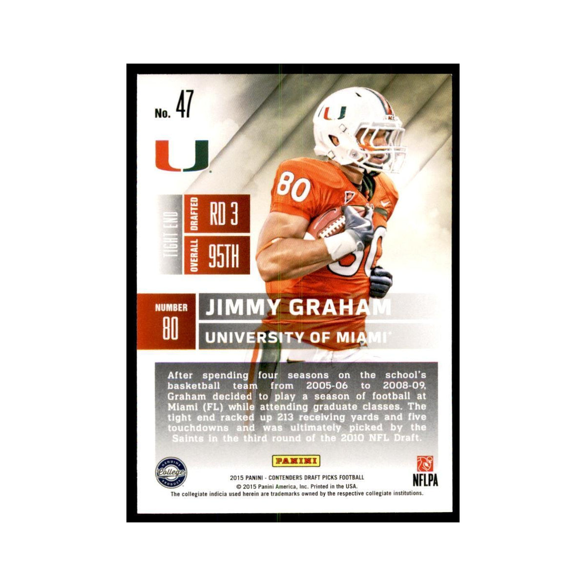 Jimmy Graham 2015 Panini Contenders Draft Picks #47 Football Cards NM