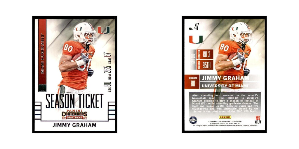 Jimmy Graham 2015 Panini Contenders Draft Picks #47 Football Cards NM