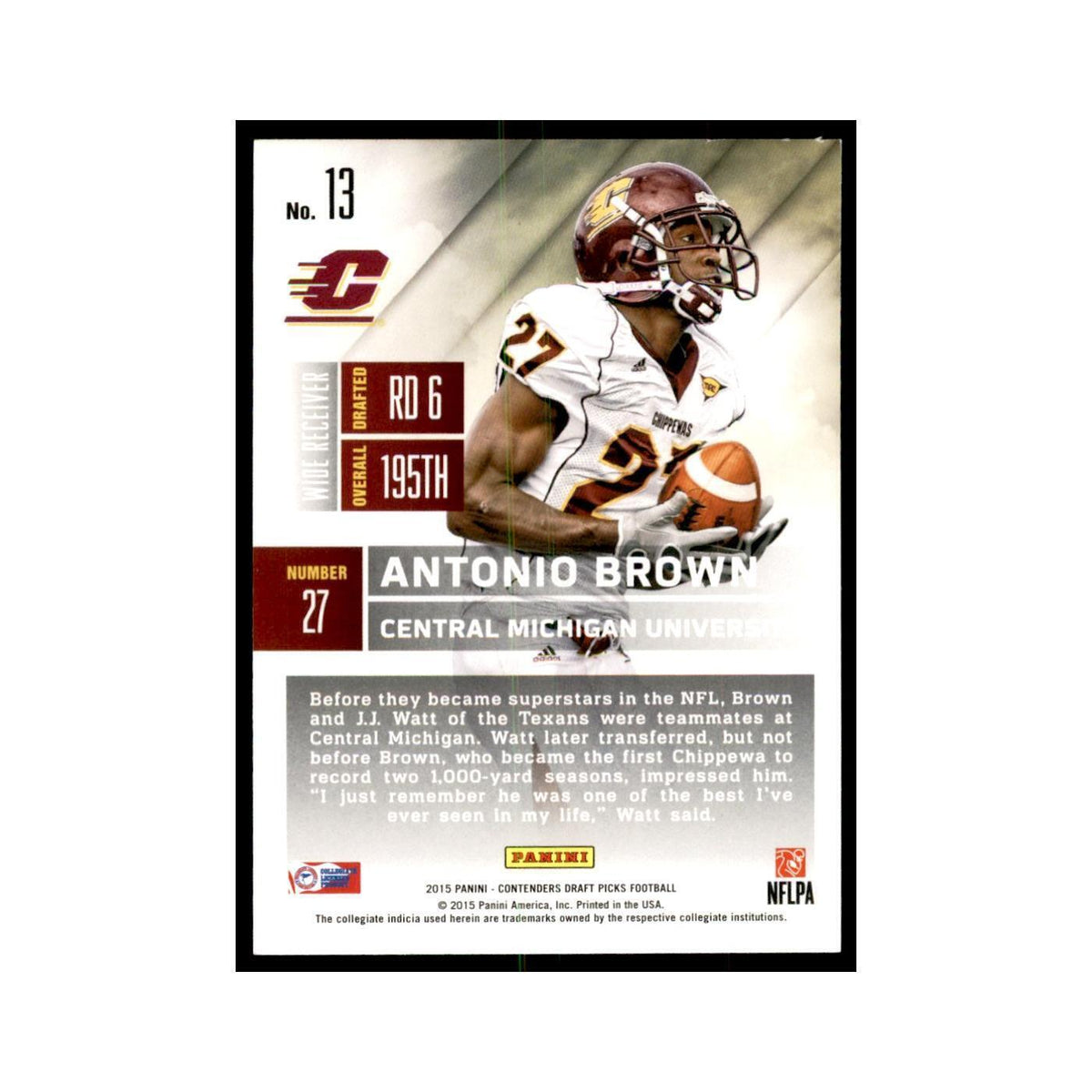 Antonio Brown 2015 Panini Contenders Draft Picks #13 Football Cards NM