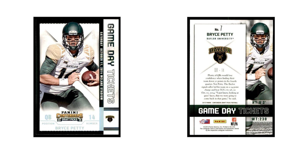 Bryce Petty 2015 Panini Contenders Draft Picks #7 Football Cards NM