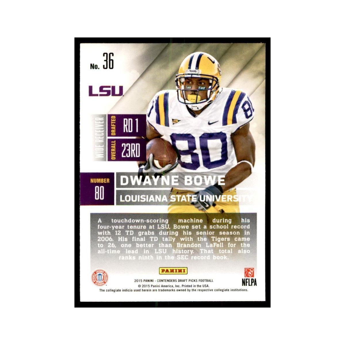 Dwayne Bowe 2015 Panini Contenders Draft Picks #36 Football Cards NM
