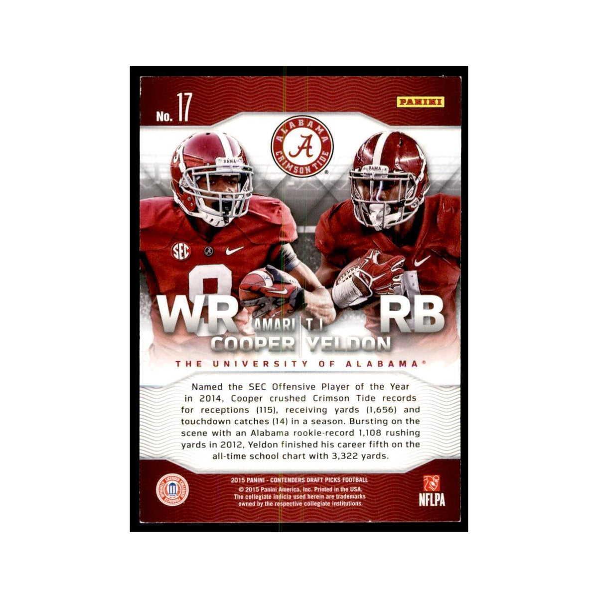 Amari Cooper T.J. Yeldon 2015 Panini Contenders Draft Picks #17 NM