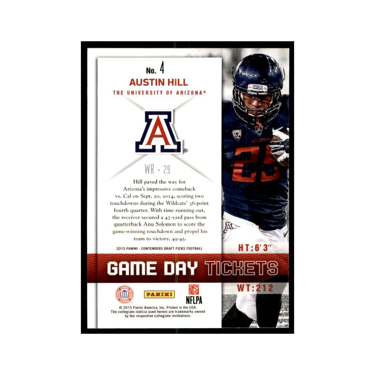 Austin Hill 2015 Panini Contenders Draft Picks #4 Football Cards NM