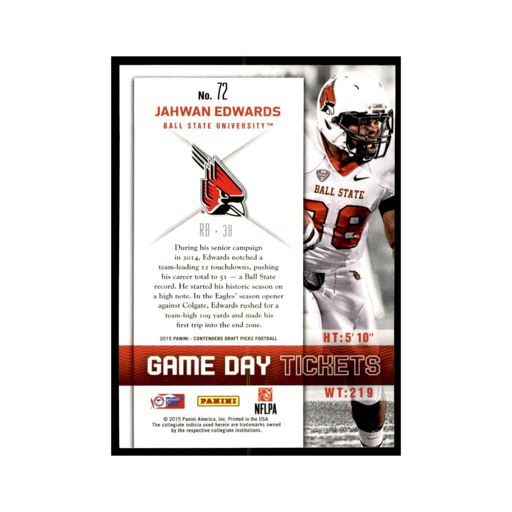 Jahwan Edwards 2015 Panini Contenders Draft Picks #72 Football Cards NM