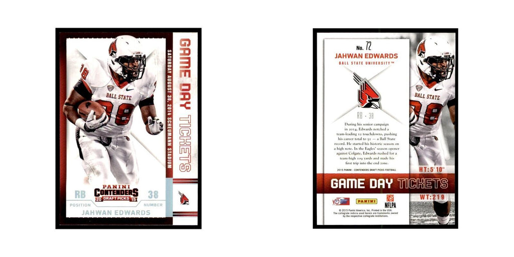 Jahwan Edwards 2015 Panini Contenders Draft Picks #72 Football Cards NM