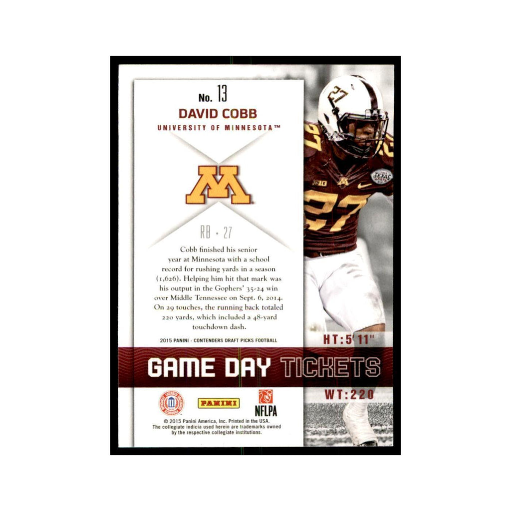David Cobb 2015 Panini Contenders Draft Picks #13 Football Cards NM