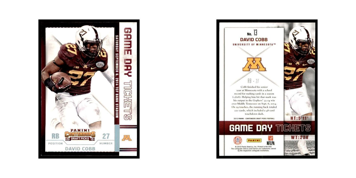 David Cobb 2015 Panini Contenders Draft Picks #13 Football Cards NM