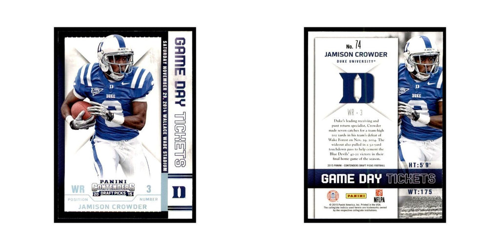Jamison Crowder 2015 Panini Contenders Draft Picks #74 Football Cards NM