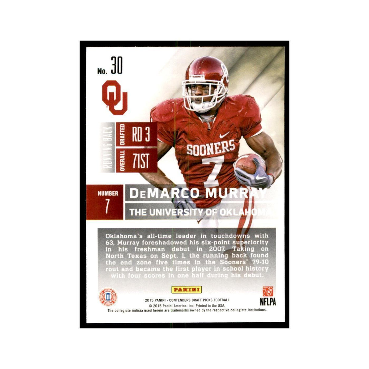 DeMarco Murray 2015 Panini Contenders Draft Picks #30 Football Cards NM