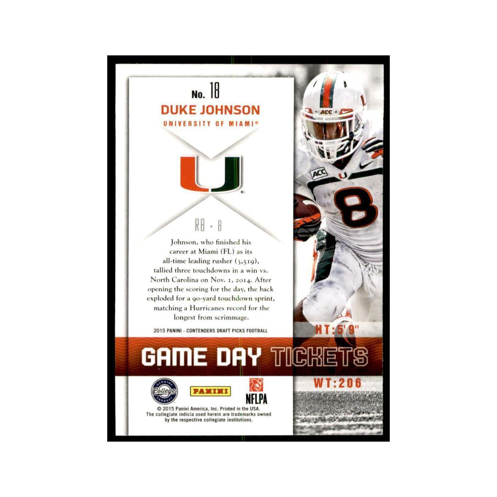 Duke Johnson 2015 Panini Contenders Draft Picks #18 Football Cards NM