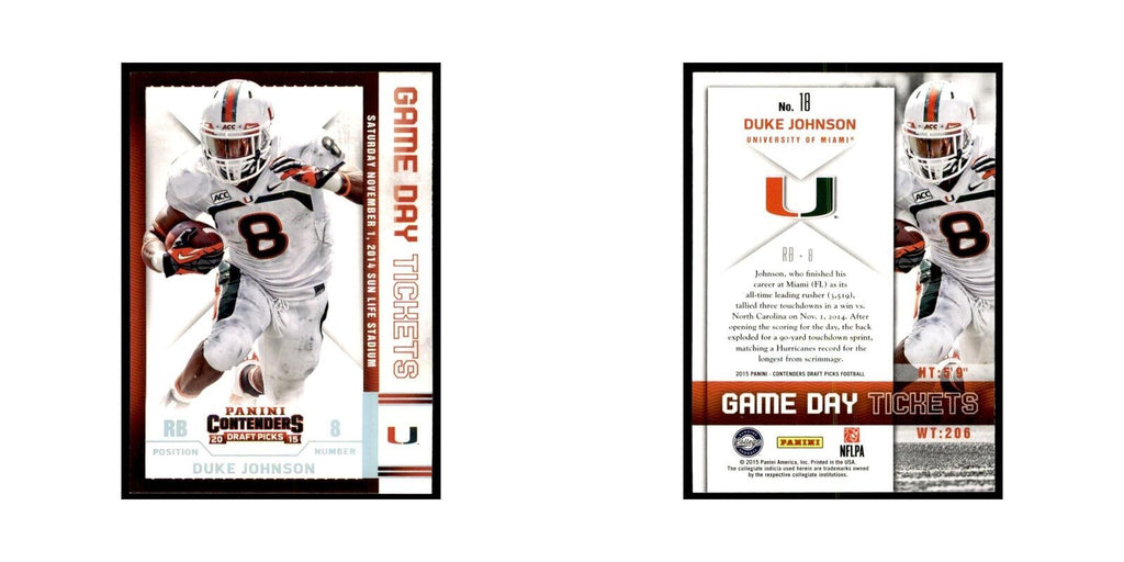 Duke Johnson 2015 Panini Contenders Draft Picks #18 Football Cards NM