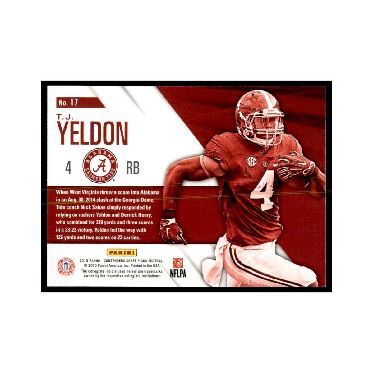 T.J. Yeldon 2015 Panini Contenders Draft Picks #17 Football Cards NM