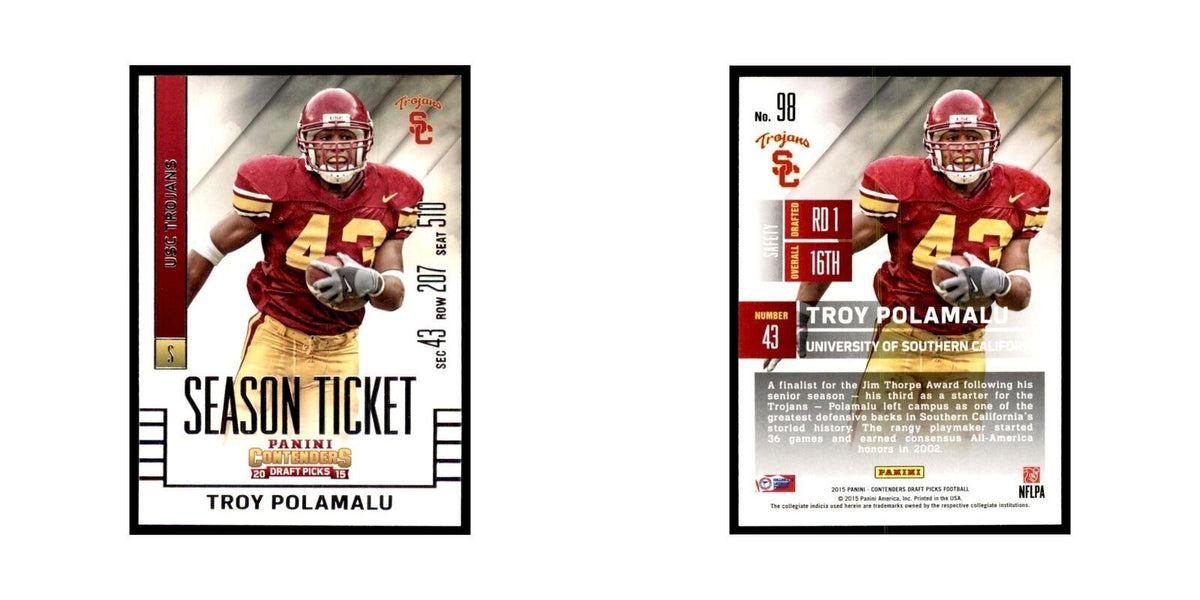 Troy Polamalu 2015 Panini Contenders Draft Picks #98 Football Cards NM