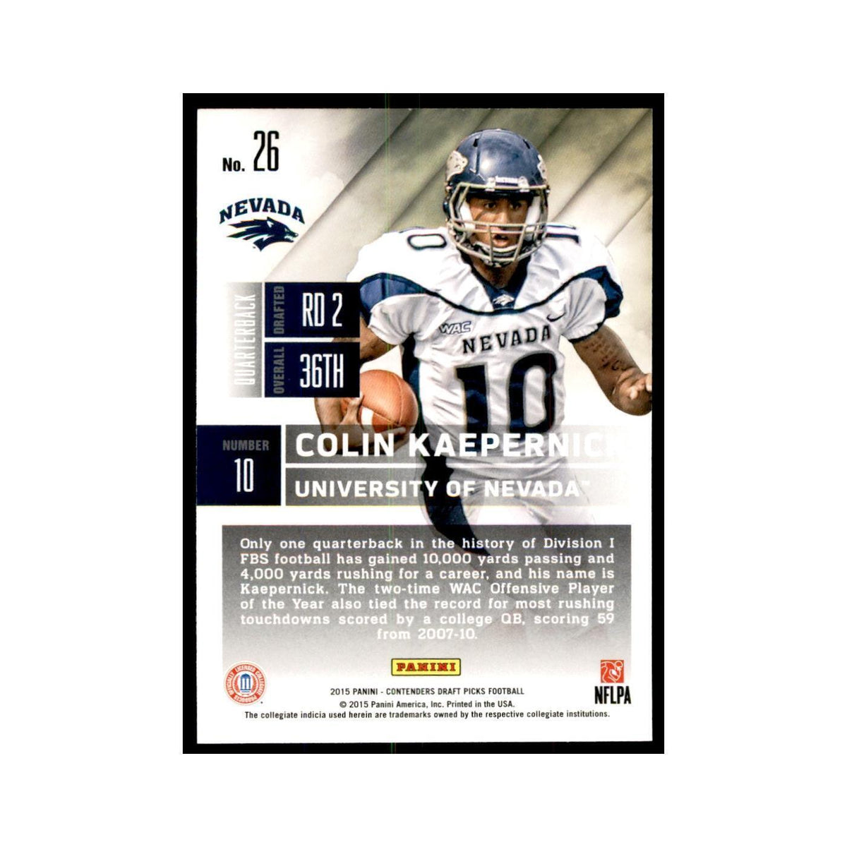 Colin Kaepernick 2015 Panini Contenders Draft Picks #26 Football Cards NM