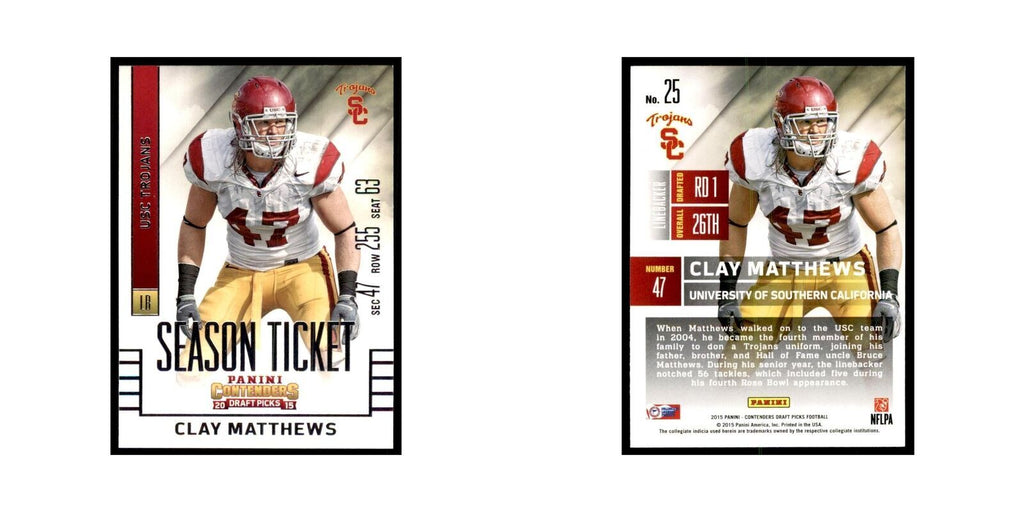 Clay Matthews 2015 Panini Contenders Draft Picks #25 Football Cards NM